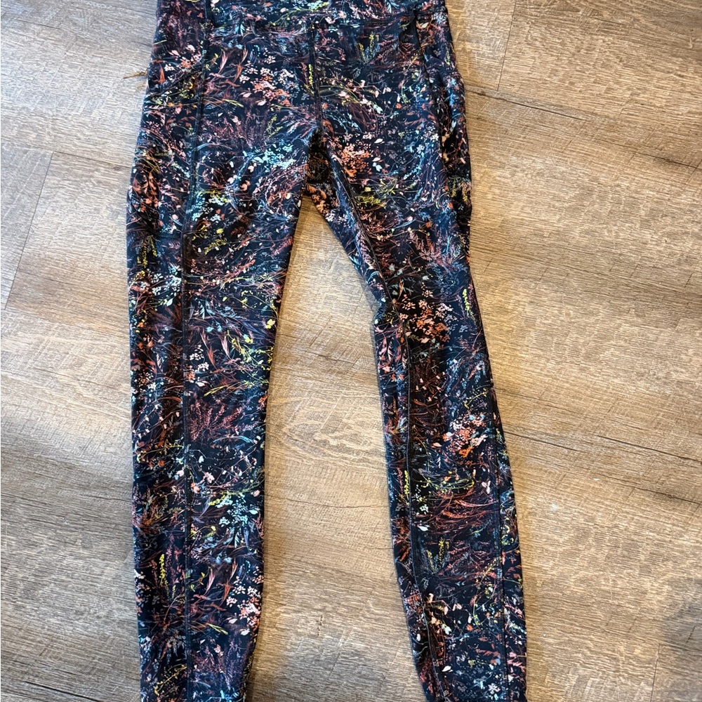lululemon athletica Black Multicolor Splatter Print Leggings